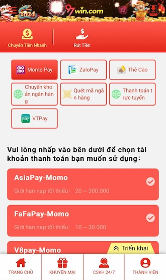 Nạp Tiền Momo Pay